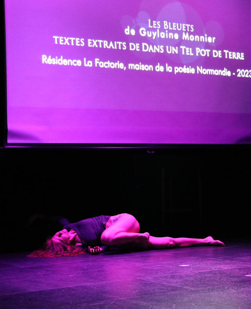 Performance dansée sur vidéopoème Les Bleuets par Guylaine Monnier